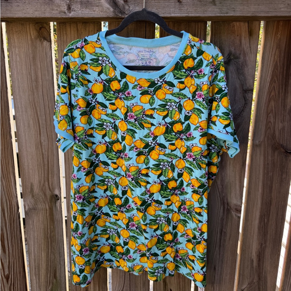Vera Bradley Lemon Floral Top in Blue